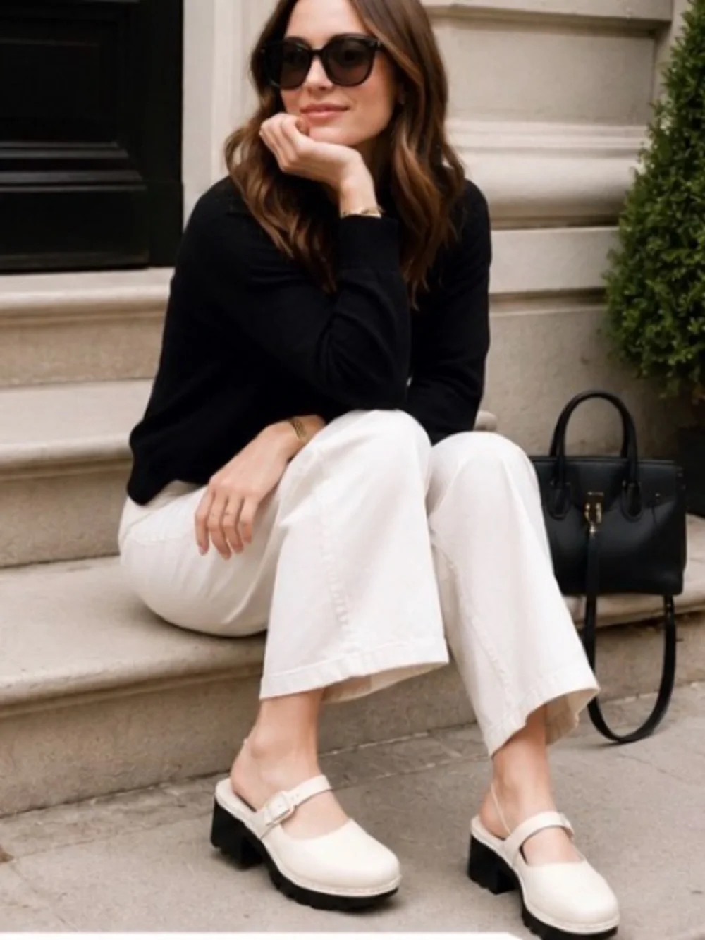 Tory Burch cream leather